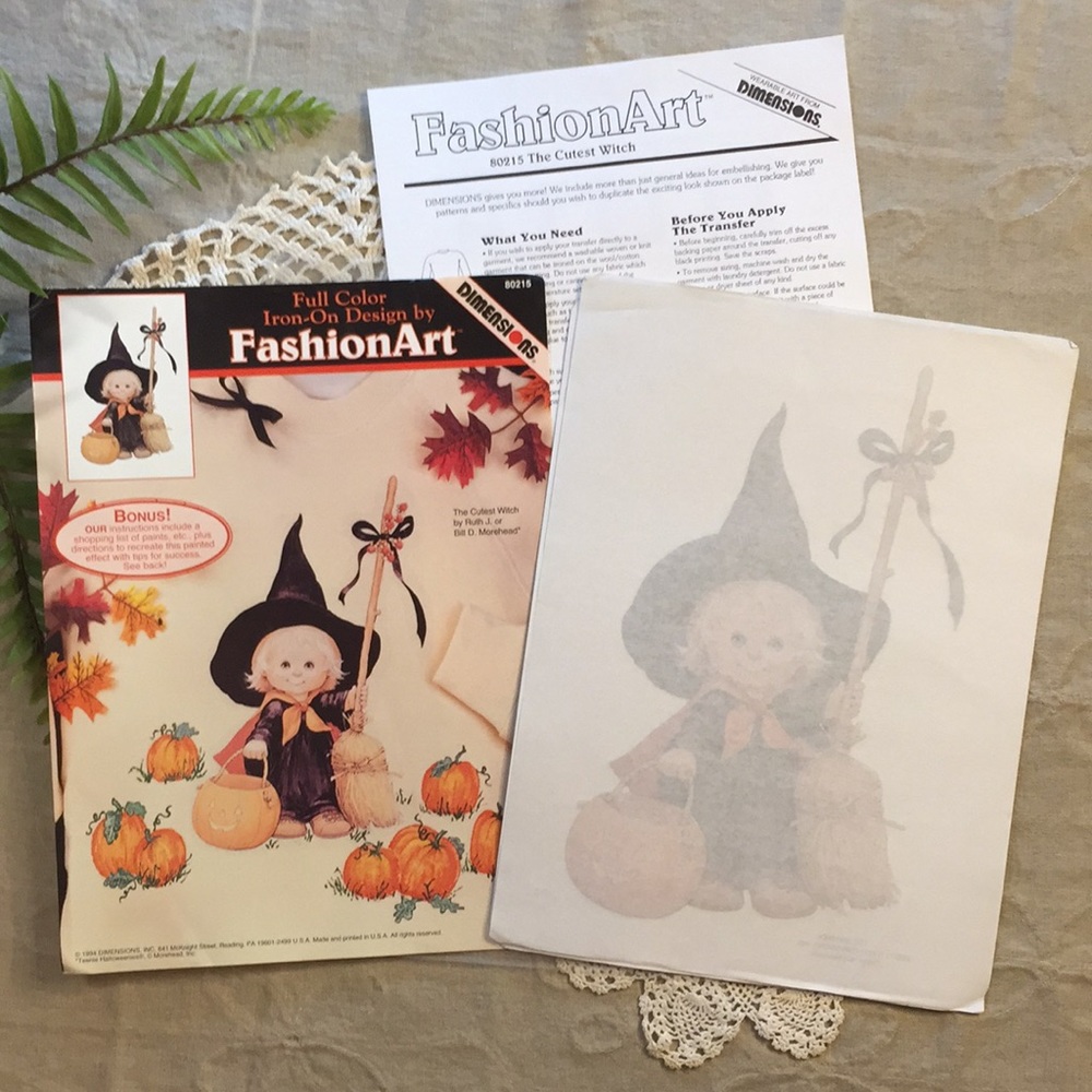 Cute Witch Halloween Trick Or Treat Iron On Vintage Appliqué - Picture 5 of 13